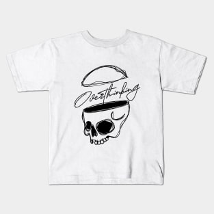 overthinking skull, line art. Kids T-Shirt